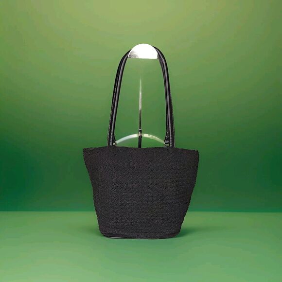 Retro Style Black Crochet Shoulder Bag With - Picture 4 of 11